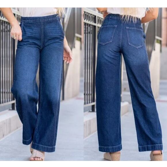 KanCan Womens Jeans Sz 15/31 Greenwood Wide Leg Denim Ultra High Rise Side Zip - Picture 1 of 7